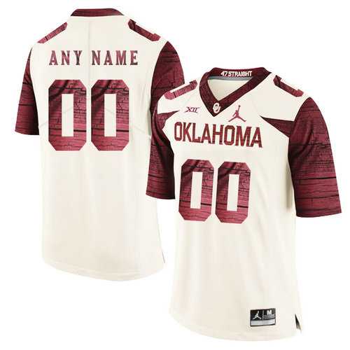 Mens Oklahoma Sooners White With Red Customized College Football Jersey